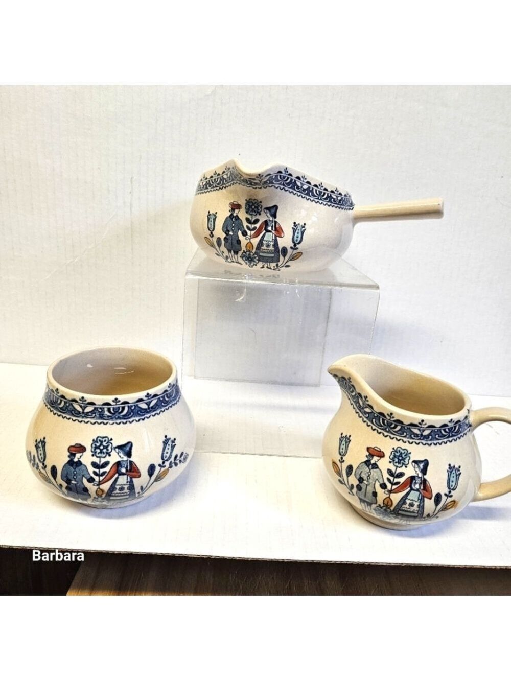 Vintage Johnson Bros Staffordshire Ironstone Creamer, Sugar, Gravy Boat Set